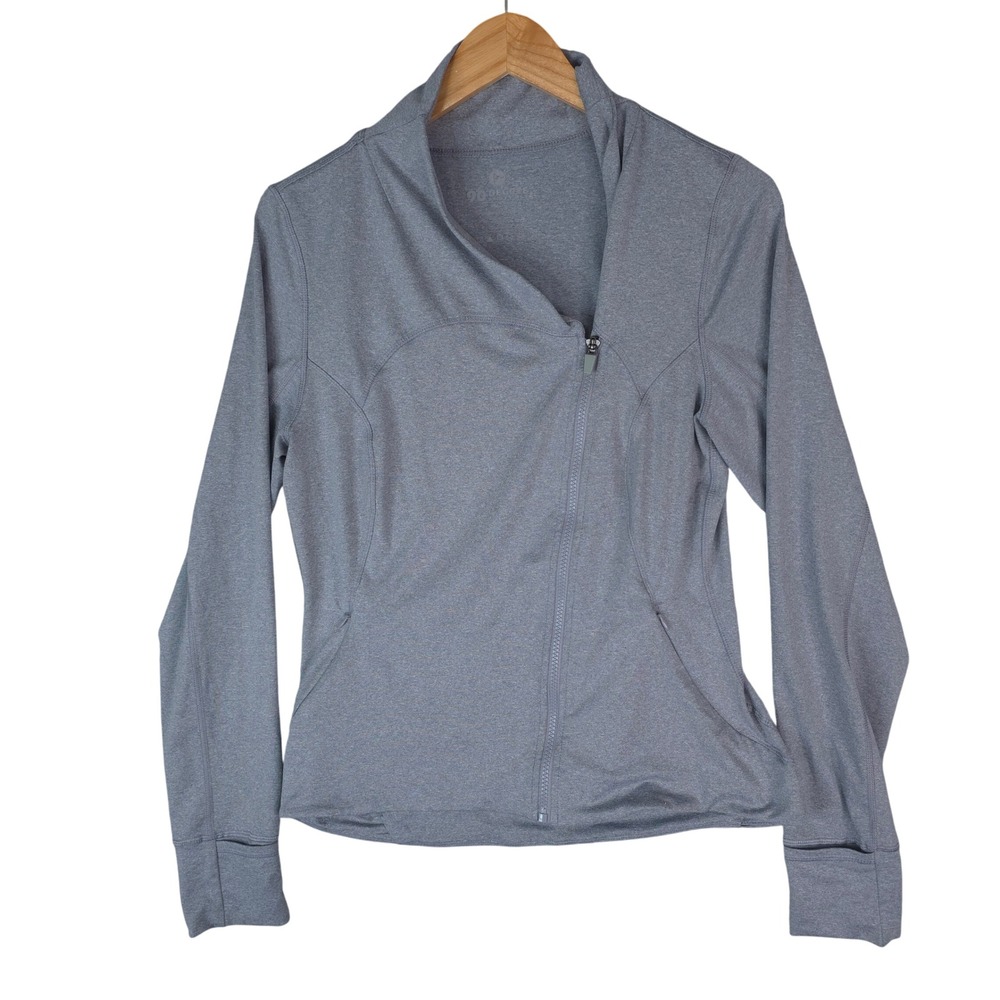 90 Degree by Reflex Jacket Womens Large Gray Asymmetrical Zip Thumbhole Active